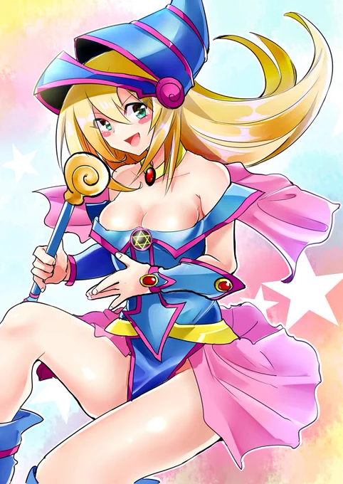 友人の誕生祝に描いたブラマジガール(文字なし)(◜◡‾) 
