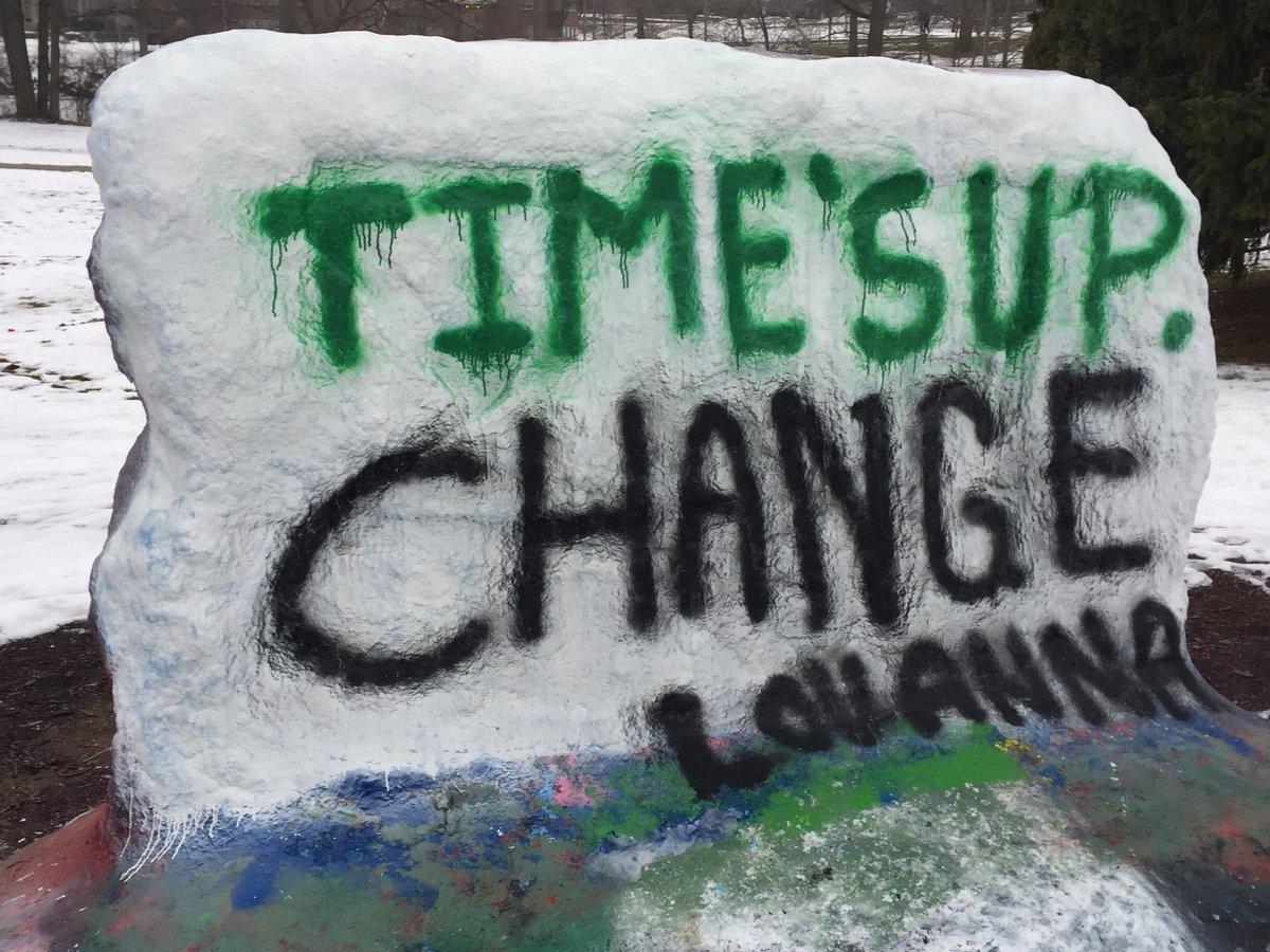 Photo of “the rock” on MSU’s campus this morning from the LSJ’s <a href="/EricLacy/">Eric Lacy</a>