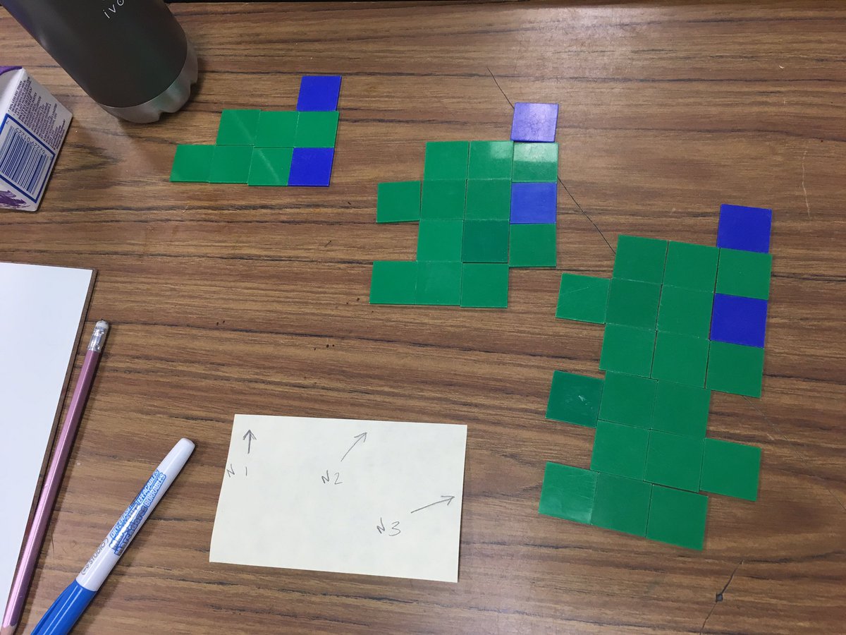 JennMills_TLDSB's tweet photo. Guess the Pattern Rule. Interactive math using tiles &amp; #patternstoalgebra increases students understanding @ArchieStouffer #tldsblearns https://t.co/yqz2VB4MgZ
