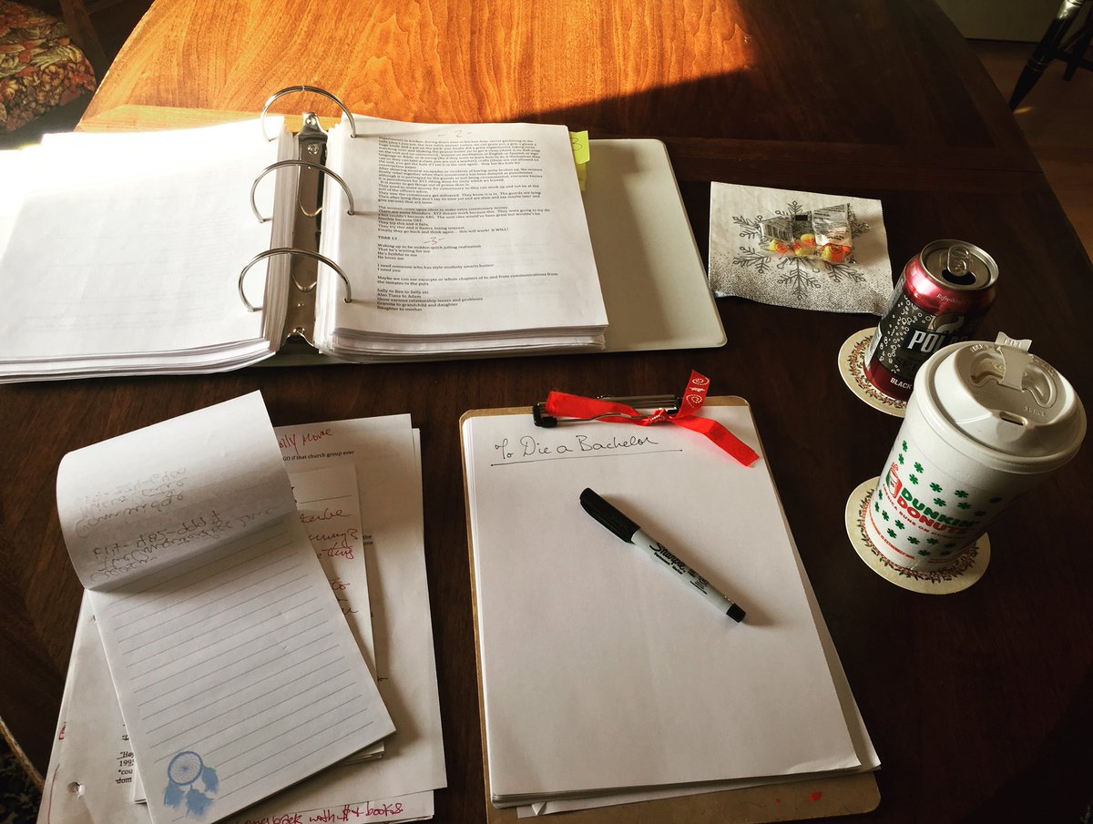 Jessica__Lucci's tweet photo. I’m a hands-on pen and paper kinda writer. My method works for me, even when my poor laptop is in hospital! #writerproblems #macbookpro #sharpielove #myfirstnovel #nanowrimo #todieabachelor #writebyhand #lostart #dunkindonuts #polarseltzer #candycorn #indieauthor #indieauthors https://t.co/5kZwX7RuV8