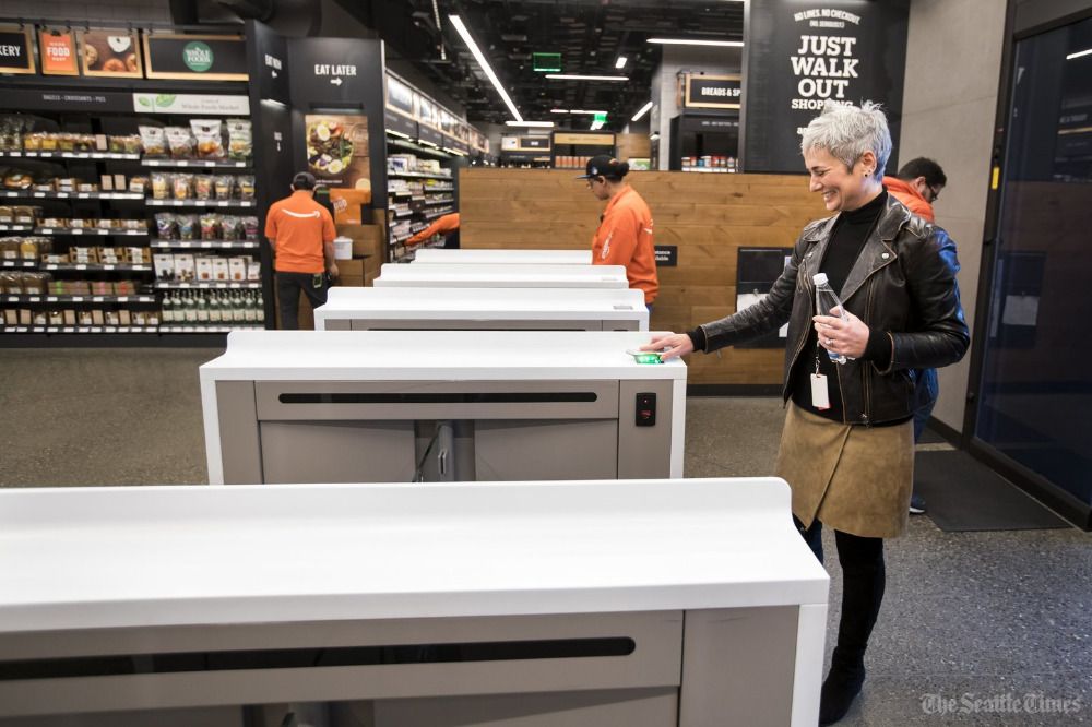 seattletimes's tweet photo. Amazon Go cashierless convenience store opening to public: https://t.co/zd4iwJ7hLW 
After a nearly 14-month trial run open only to the Seattle company’s employees, Monday marks the public debut of the store — among Amazon’s boldest efforts to reshape brick-and-mortar shopping. https://t.co/YcPsTBOuWI