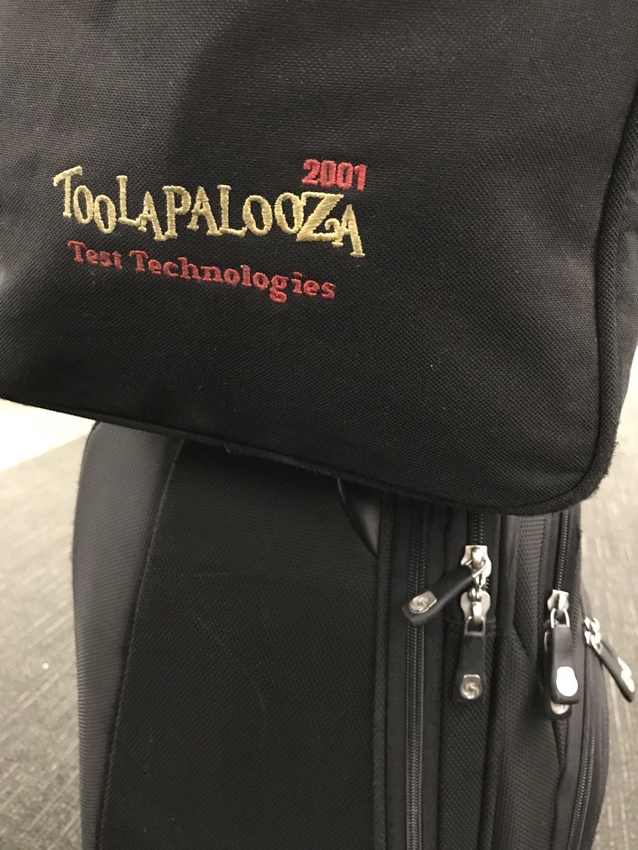 malathimalla's tweet photo. Just realized had this bag since 2001! Did a full circle representing @Spirent at @Cisco #toolapalooza2017 after 16 years. #nostalgia #TheOriginalAndStillUnique https://t.co/7uLefejl18
