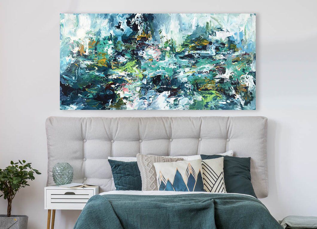 Whatever It Takes 🖌 An experimentation with new colours. This large landscape painting (60 x 30 inches) is one of my latest creations. buff.ly/2DWgIdp #art #painting #landscape #abstract #artist #londonart #omarobaid