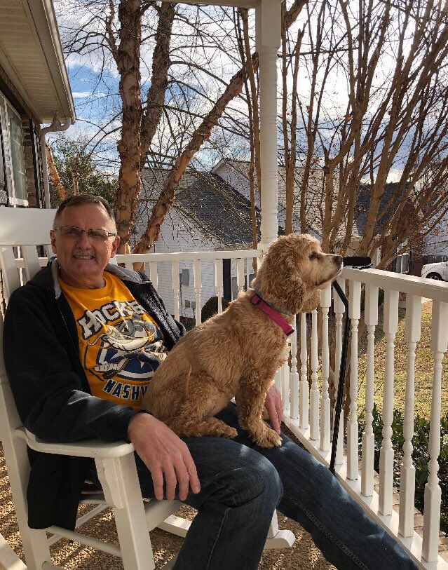 LibbsLife's tweet image. Me &amp;amp; dad on the pouch. I’m too busy guarding everybody to say cheese like dad! #meanguarddog #dogsonpatrol