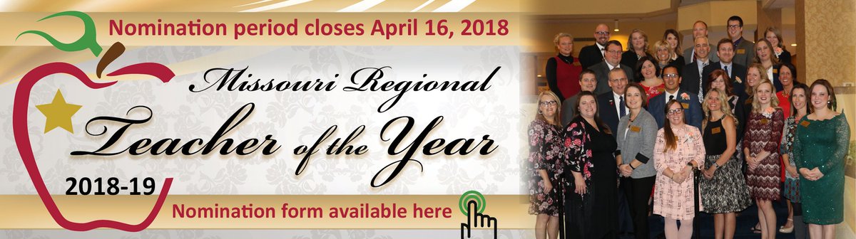 MOEducation's tweet photo. The application period for the 2018-19 Missouri Teacher of the Year is now OPEN! Learn more about the process and deadlines here: https://t.co/gCxCrv9ATN https://t.co/8rtYBICgWP