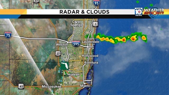 RAIN: Heads up! Thin cluster of showers is marching in from the Atlantic right over Central Broward this afternoon https://t.co/sWk1yxdVFw
