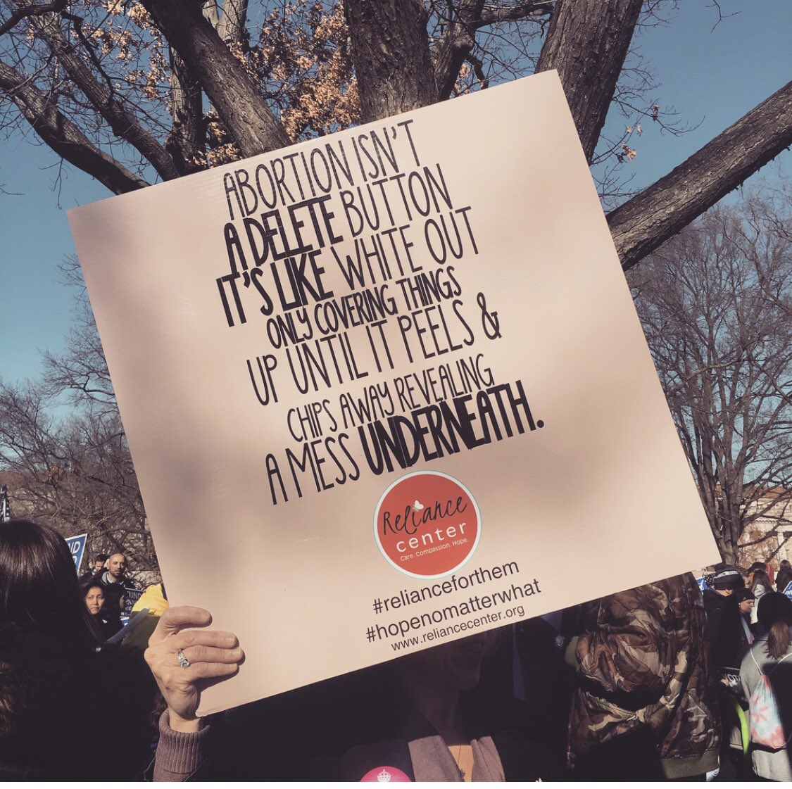 heather3130's tweet photo. #abortion isn’t a delete button. #prolife #prolives #prolove #marchforlife2018 @March_for_Life #relianceforthem #hopenomatterwhat #lovesaveslives https://t.co/0gVPjs9AyS