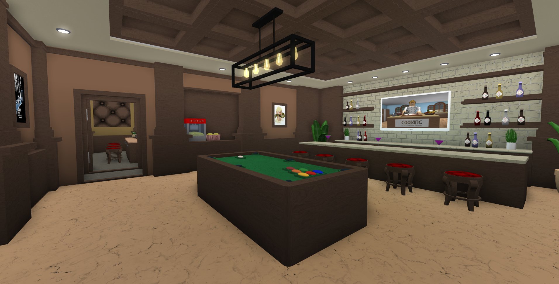 Froggyhopz On Twitter Looking For Some Room Ideas To Fill Your New Mansion This Week S Speedbuild Is My First Room Specific Build Featuring A Home Theater And Lounge With Plenty Of Seats - how to make a roblox bloxburg pool table