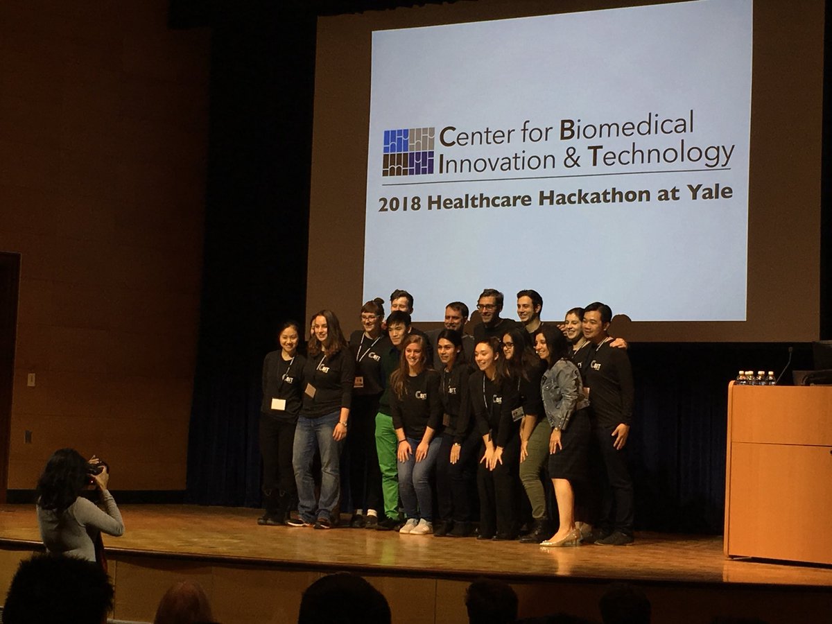 The amazing @yalehackhealth organizing commitee as teams begin their pitches at Yale - another great event! #hackingleadership