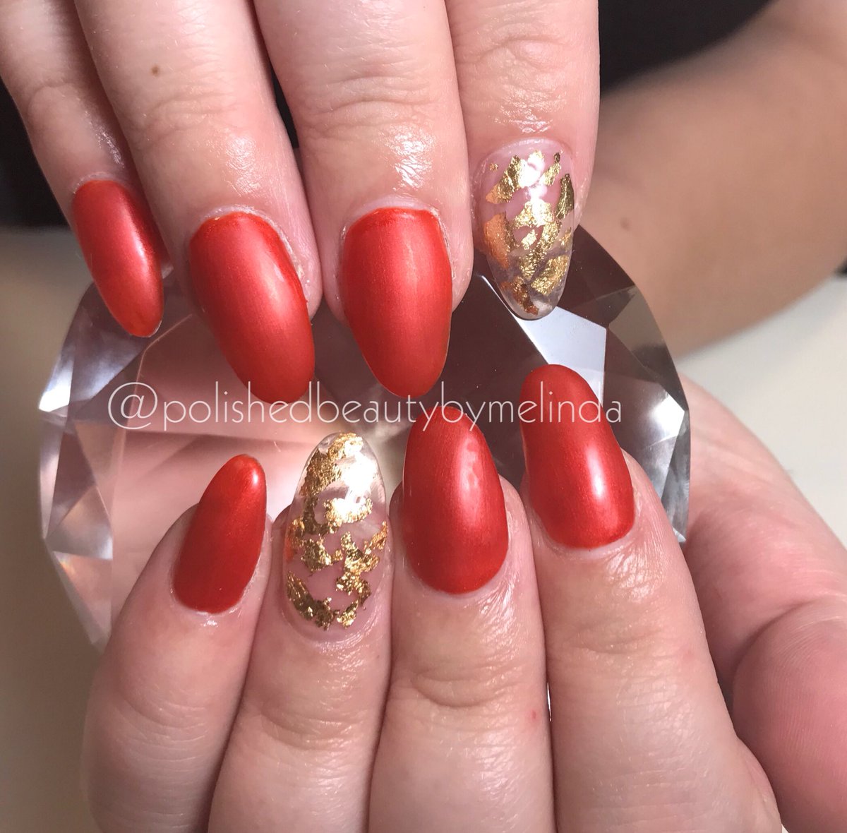 polishedbyMel's tweet photo. Burnt Orange &amp; Gold Leafing Nails #obsessed #nails #nailart #utahnails #beautyblogger #utahnailartist #utahcosmetologist https://t.co/A5tgwqfEl6
