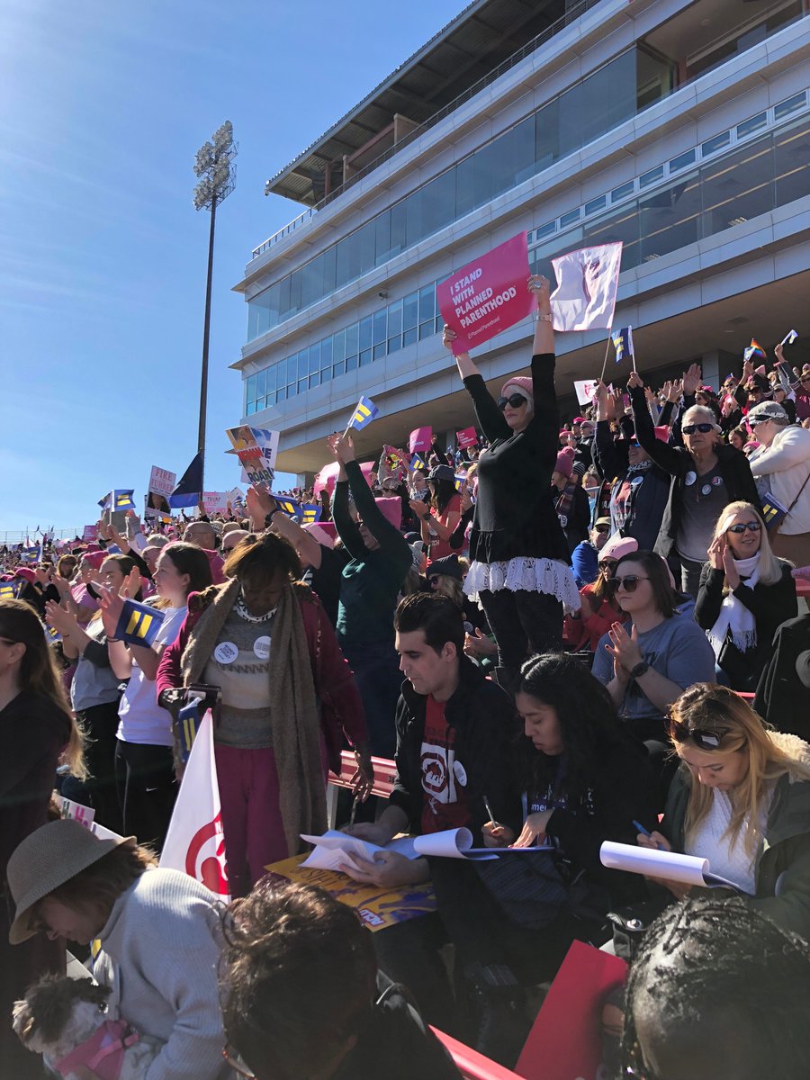 HRC members and supporters join the Women's March at Sam Boyd Stadium in Las Vegas.