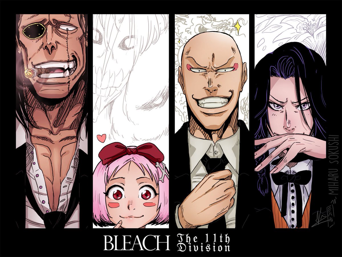 Miharu Sokushi マフィア十一番隊 Bleach Anime 更木 剣八 Zaraki ブリーチ Yachiru Ikkaku Yumichika Fanart Mafia 斑目 一角 綾瀬川 弓親 草鹿 やちる 十一番隊 The Most Awesome Division Of Bleach Do You