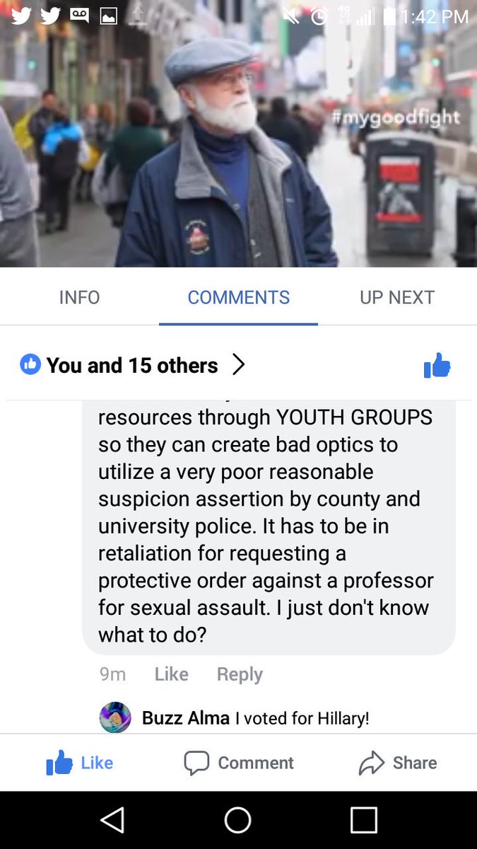 BuzzAlma's tweet image. I just posted this to #MyGoodFight @ADL_National and the people terrorizing me had facebook say I was going to fast so they blocked my ability to post. It's the only post I've made today. @facebook @DNC