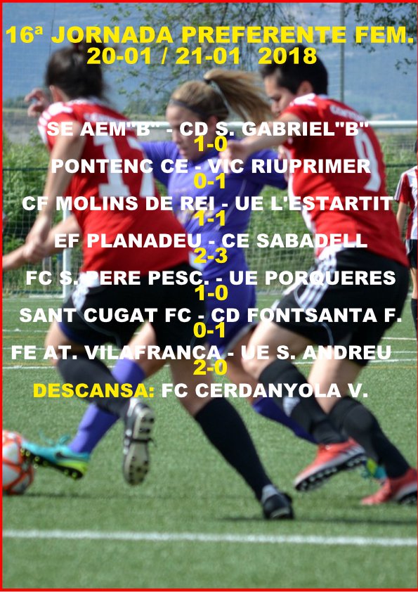 BucetaFidel's tweet photo. J.16 #preferenteFEM Triomfs sota minims de @fcsantpere i @VicRiuprimer per mantenir el seu colze a colze particular.
Només 13 gols assolits en aquesta jornada.
Immaculat debut @AngelCUDI a la banqueta del @CESabadell Femení amb un importantissim triomf #futfem @regionalfutbol https://t.co/0WJSUpGMdm