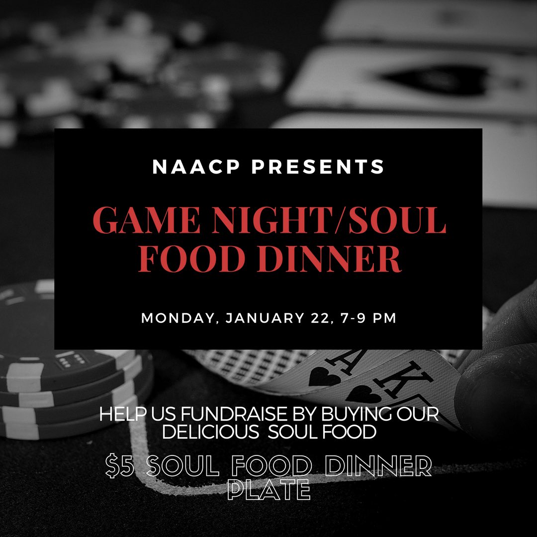 NAACP_ISU's tweet photo. TOMORROW: Come hangout with us &amp; eat some Soul food made by @Vickyyy_Secret https://t.co/Ahir7lw0SU