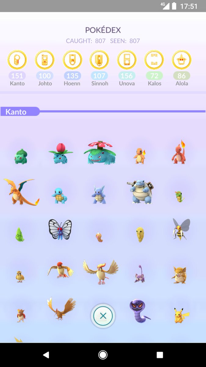 Nelde on X: I finally completed my #Pokédex in #PokemonGo #Kanto #Johto  #Hoenn #Sinnoh #Unova #Kalos #Alola  / X