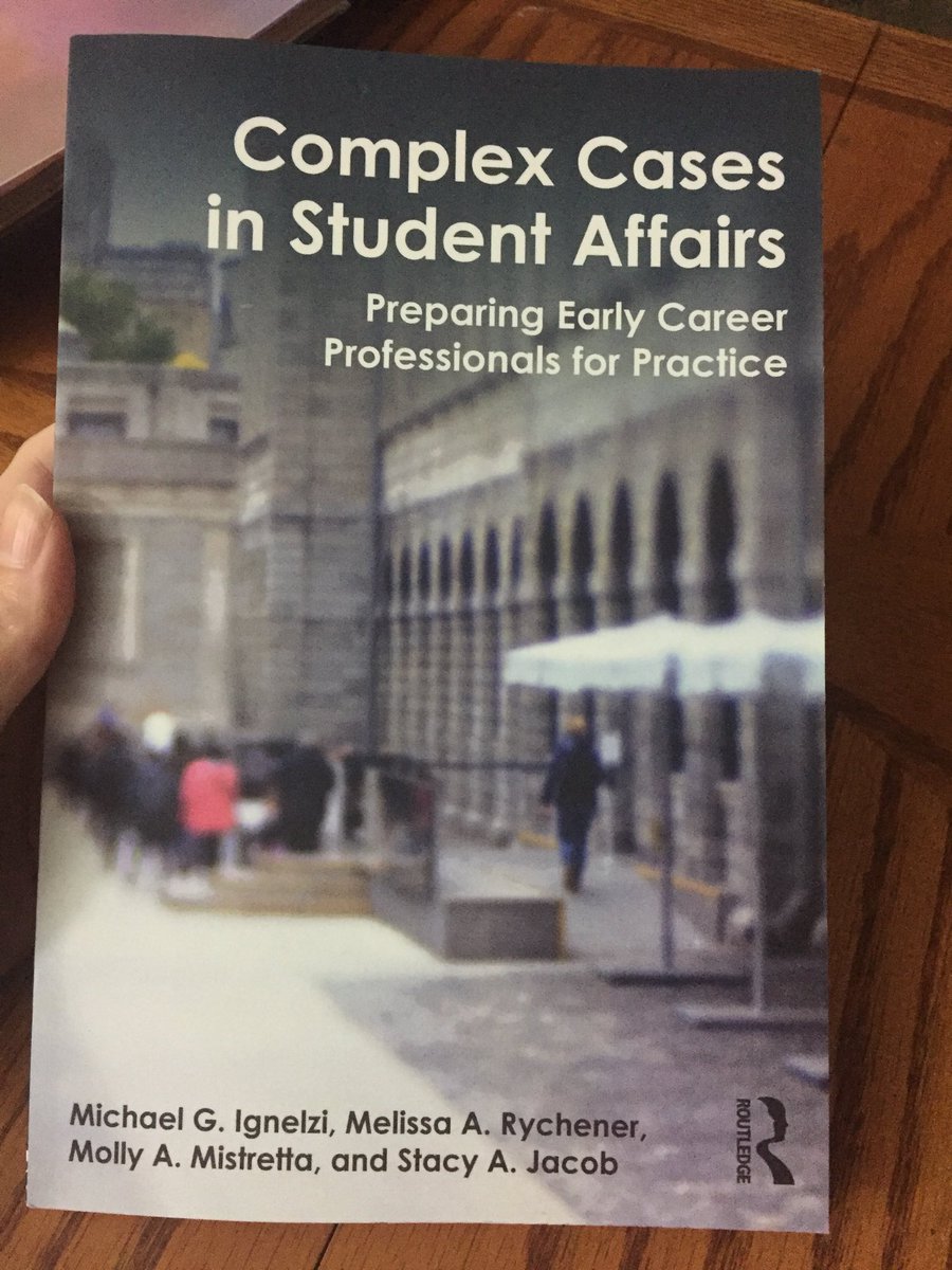 TheCrysLady's tweet photo. That awesome moment when 3/4 of the authors are professors for your masters program. So lucky to learn from those who literally wrote the book on #studentaffairs! #sru #schoolready @SRU_CDev https://t.co/NwNCwBZnds