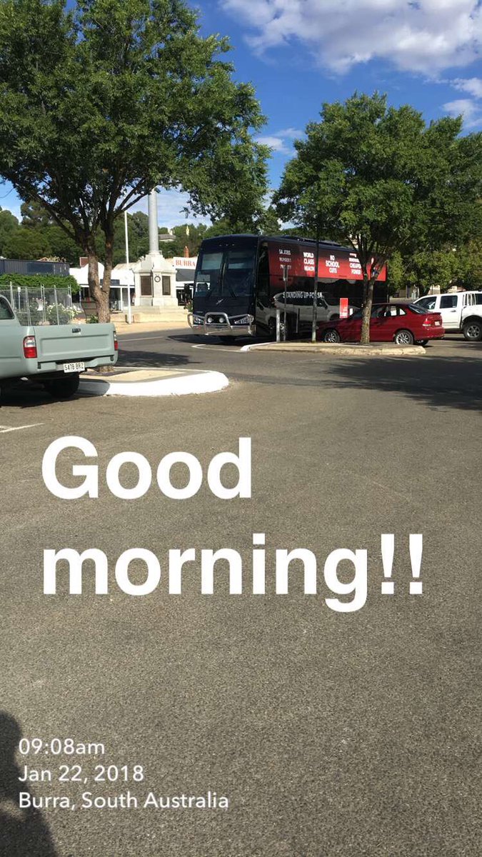 SeanHenschke's tweet photo. Woke up in the lovely town of Burra and had a nice coffee before heading to James town #JayBus #SAparli https://t.co/gErhqR8WjK