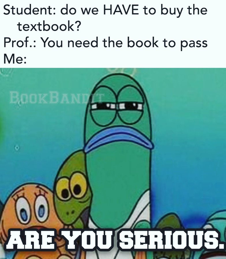 Tag someone who's livin' like Larry🌊
Go to BookBandit.com to save on textbooks!
#college #collegelife #struggle #livinlikelarry #spongebobmemes #memes #dailymemes #esketit #relateable #motivation #textbooks #cheaptextbooks #bookbandit #booklovers #ytho #ballonabudget