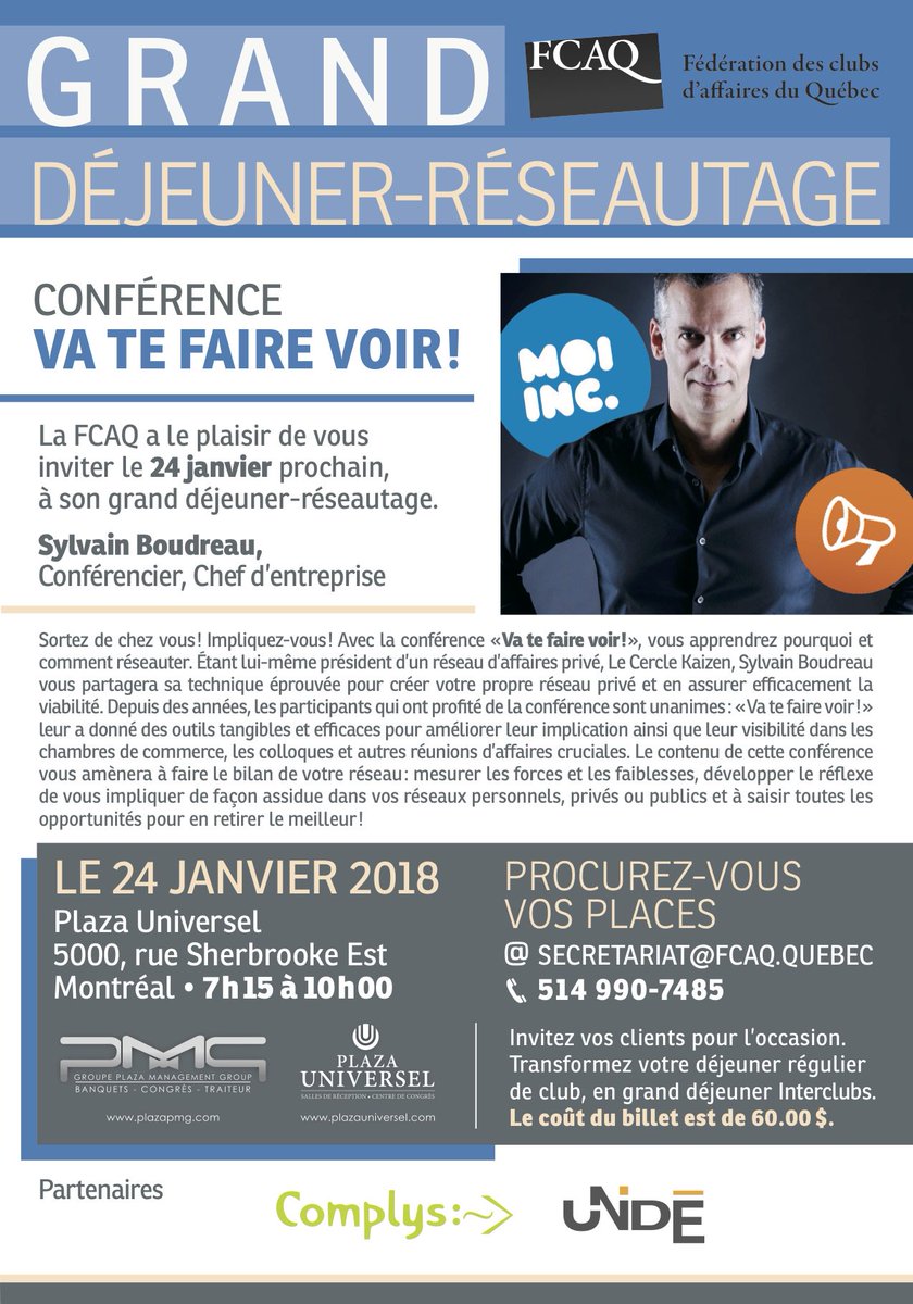 fcaqquebec's tweet photo. DERNIÈRE CHANCE!
La conférence VA TE FAIRE VOIR de Sylvain Boudreau aura lieu ce mercredi le 24 janvier.
Avez-vous réservé votre place?
https://t.co/kZpVihzQi4 https://t.co/HIMmGncEdX