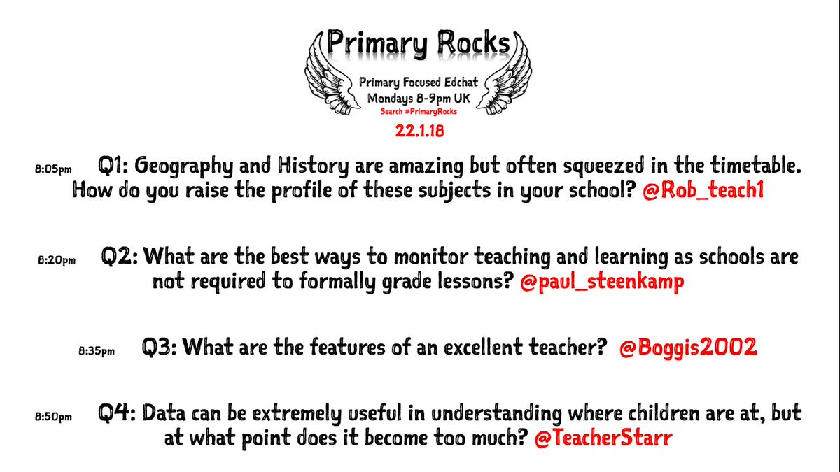 gazneedle's tweet photo. Join in the best Monday night, primary focused edchat from 8pm - #PrimaryRocks 

With Qs from:
@rob_teach1
@Paul_Steenkamp
@Boggis2002
@TeacherStarr 

A share would be lovely! https://t.co/0IQ89wnkif