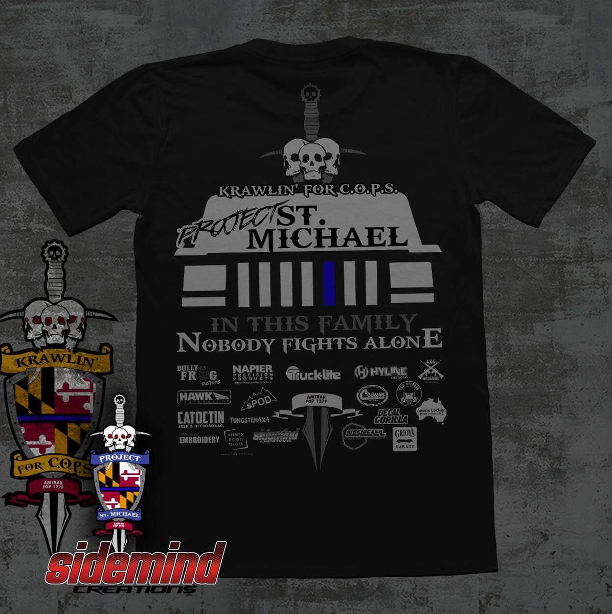 KrawlinForCOPS's tweet photo. #projectsaintmichael build shirts are ready to launch next week!!! @MTZIONOFFROAD #justiceoffroad @Quadratec #globexperformance @DTO_Trucks_Jeep @ClaytonOffRoad @IntercoTire @RigidNation #offroadcentral #bullyfrog @HawkPerformance #napierprecisionproducts @TruckLite @CrownAutoCo https://t.co/g9mm2iVyCf