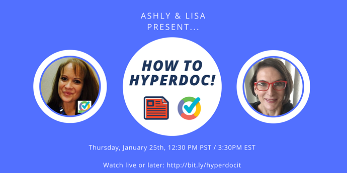goformative's tweet photo. Want to learn how to #HyperDoc? This Thursday, @msashlylcot &amp; @LScumpieru will be sharing their tips &amp; tricks! Watch live or later and register here for all their wonderful resources: https://t.co/LuRe3346TP
#formativecertifiededucators
#formativechat https://t.co/zNe6omnrmE