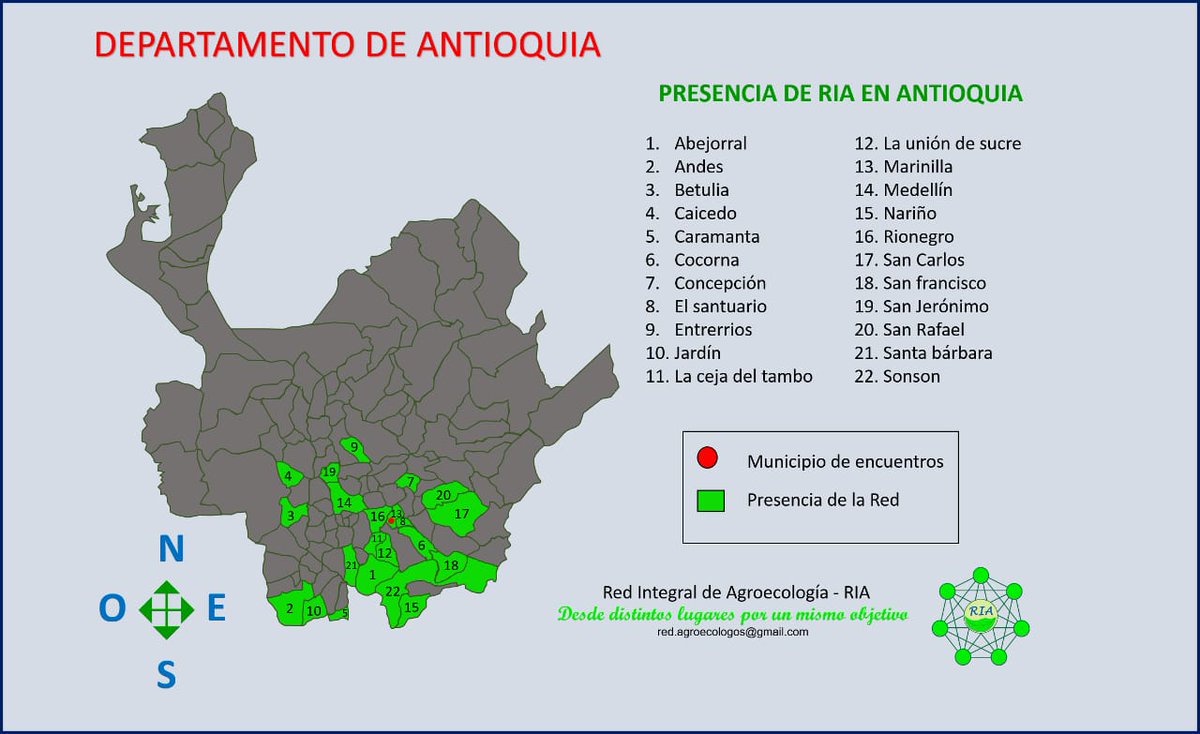 RedAgroecologos's tweet photo. Estamos presentes en 22 municipios de Antioquia, gestionando y planeando lo que sera nuestro compromiso en el territorio. https://t.co/Ja7yOUJplU