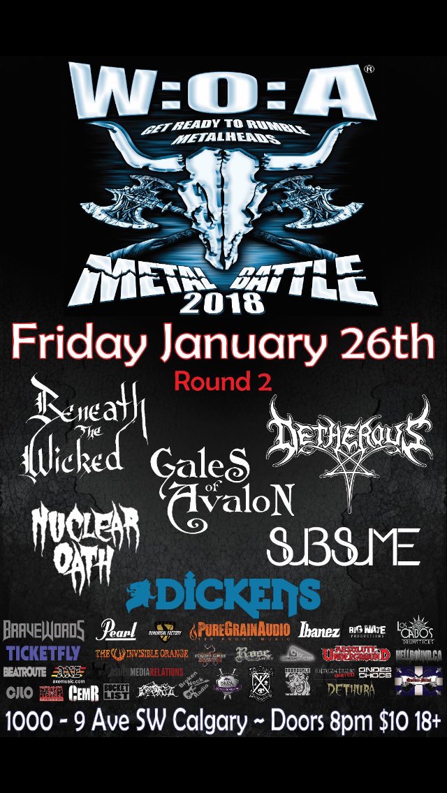 Just under a week away!! Come on out for a wicked night of metal. Regardless of who wins, it will be a great show!!#metalbattle #wacken #battleforwackencgy