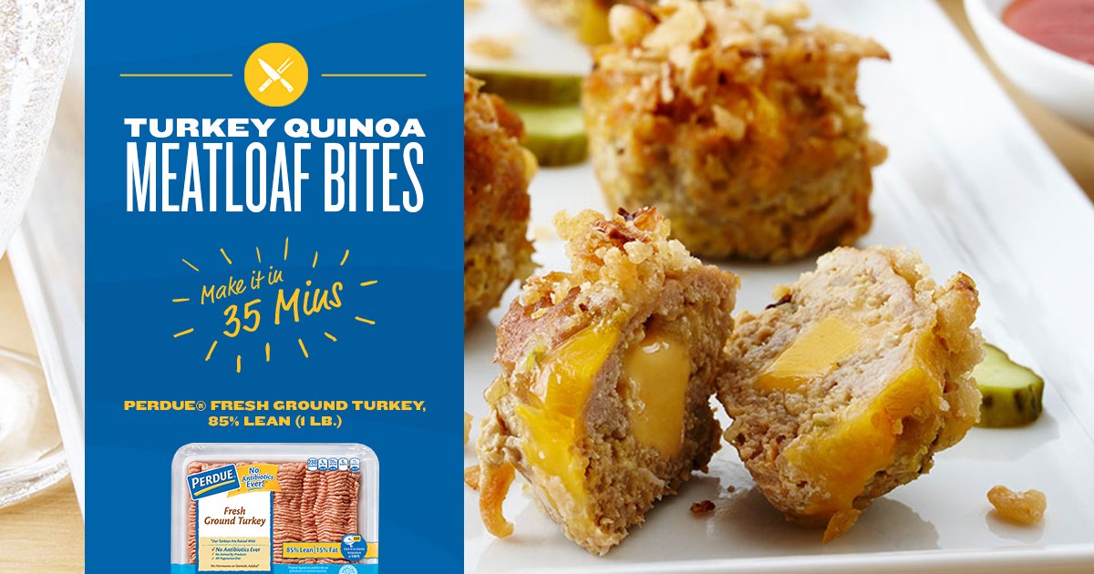 Turkey and quinoa make for the perfect meatloaf bites! Don’t believe us? Give this <a href="/PerdueChicken/">Perdue Chicken</a> recipe a try and see! #Promotion #PerdueCrew - sot.ag/7c3GR