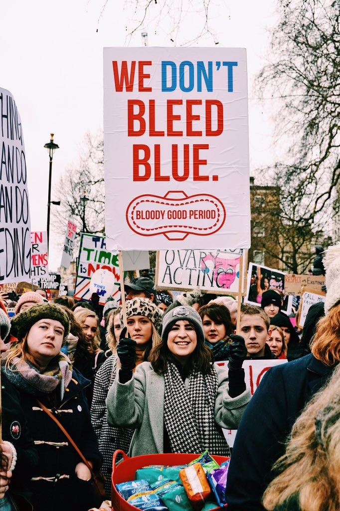 bloodygood__'s tweet photo. Well that was quite something wasn't it?! Thank you SO MUCH to everyone who came down to the #TimesUp rally and stuck it out in the friggin snow *and* to all those who donated to our piles of pads. We are so grateful + ready to get them to people who really bloody need them ✊️ https://t.co/rEG5benq4V
