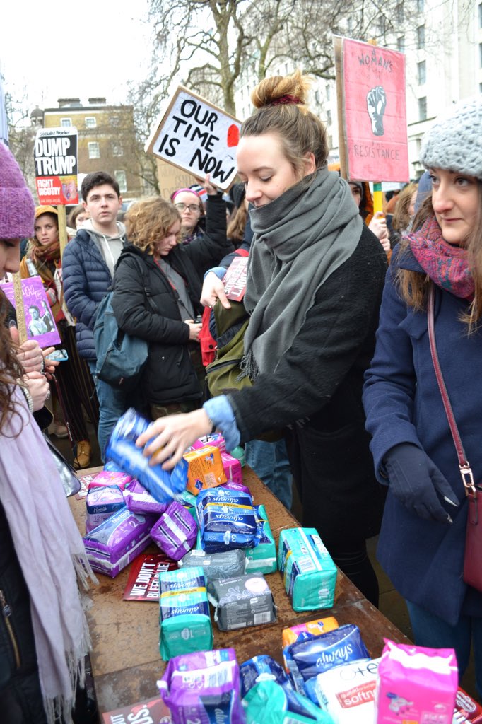 bloodygood__'s tweet photo. Well that was quite something wasn't it?! Thank you SO MUCH to everyone who came down to the #TimesUp rally and stuck it out in the friggin snow *and* to all those who donated to our piles of pads. We are so grateful + ready to get them to people who really bloody need them ✊️ https://t.co/rEG5benq4V