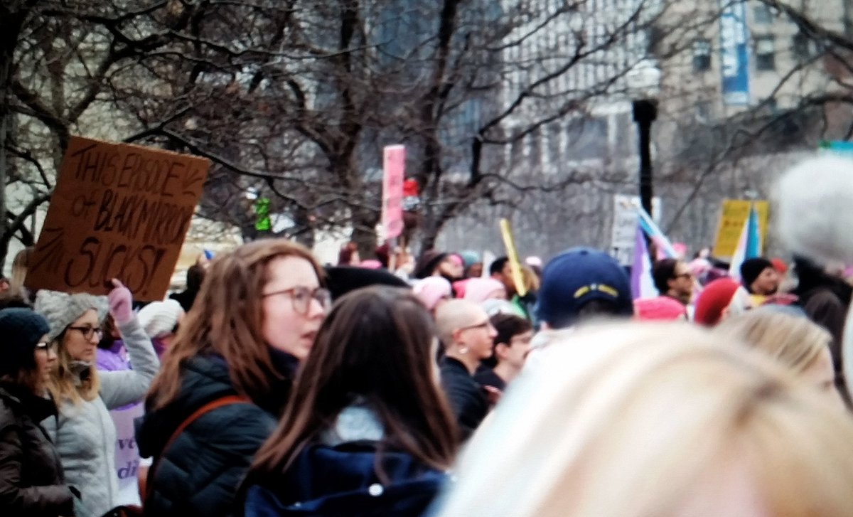 "This episode of Blackmirror sucks!" Women's Solidarity March i Buffalo, New York.