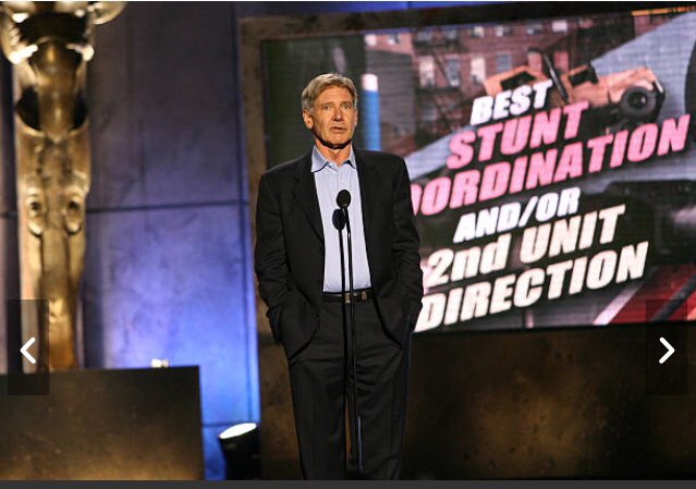 TaurusStunts's tweet image. Harrison Ford presenting Best Stunt Coordination / 2nd Unit Direction #stunts