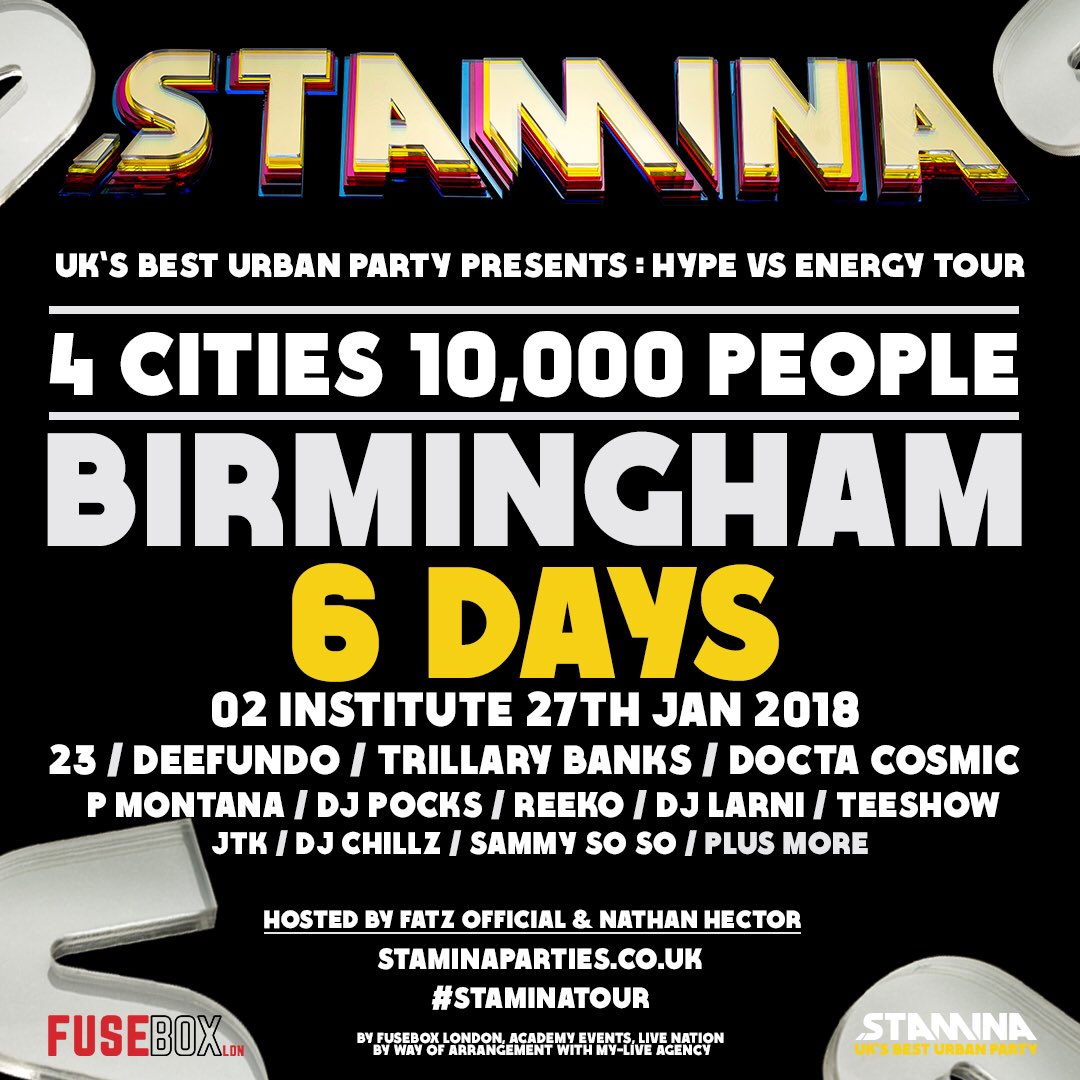 StaminaParties's tweet photo. 6 DAYS ‼️ Have you got your ticket! 🔗Link is in our Bio

#Staminatour #staminatour2018 #Birmingham #brum #Rave #Party https://t.co/j0JYUEEFEs