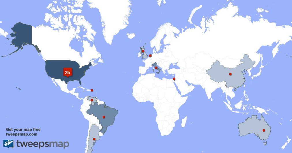 I have 1 new followers from USA last week. See tweepsmap.com/!W7FGS