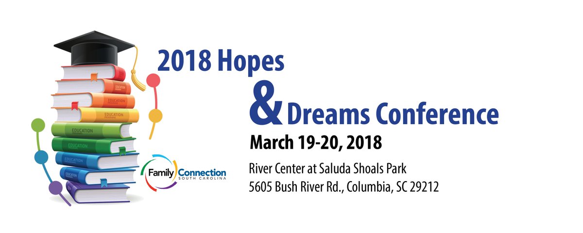 Fam_Con_SC's tweet photo. Save March 19-20 on your calendar! The 2018 Hopes &amp; Dream Conference will be held at Saluda Shoals River Center! More details and registration information to be announced soon. https://t.co/2ZSHcDO6qz