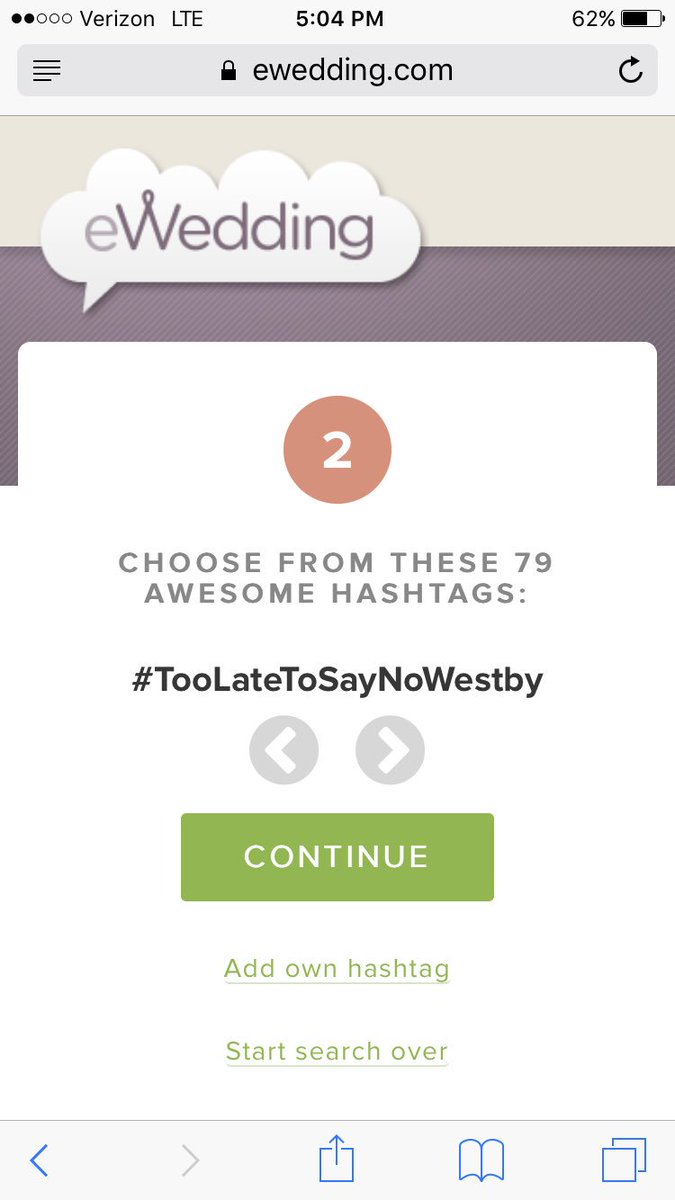 Westby___'s tweet photo. I think we found the winning wedding hashtag thanks to this random hashtag generator https://t.co/YK28wGn4Ee