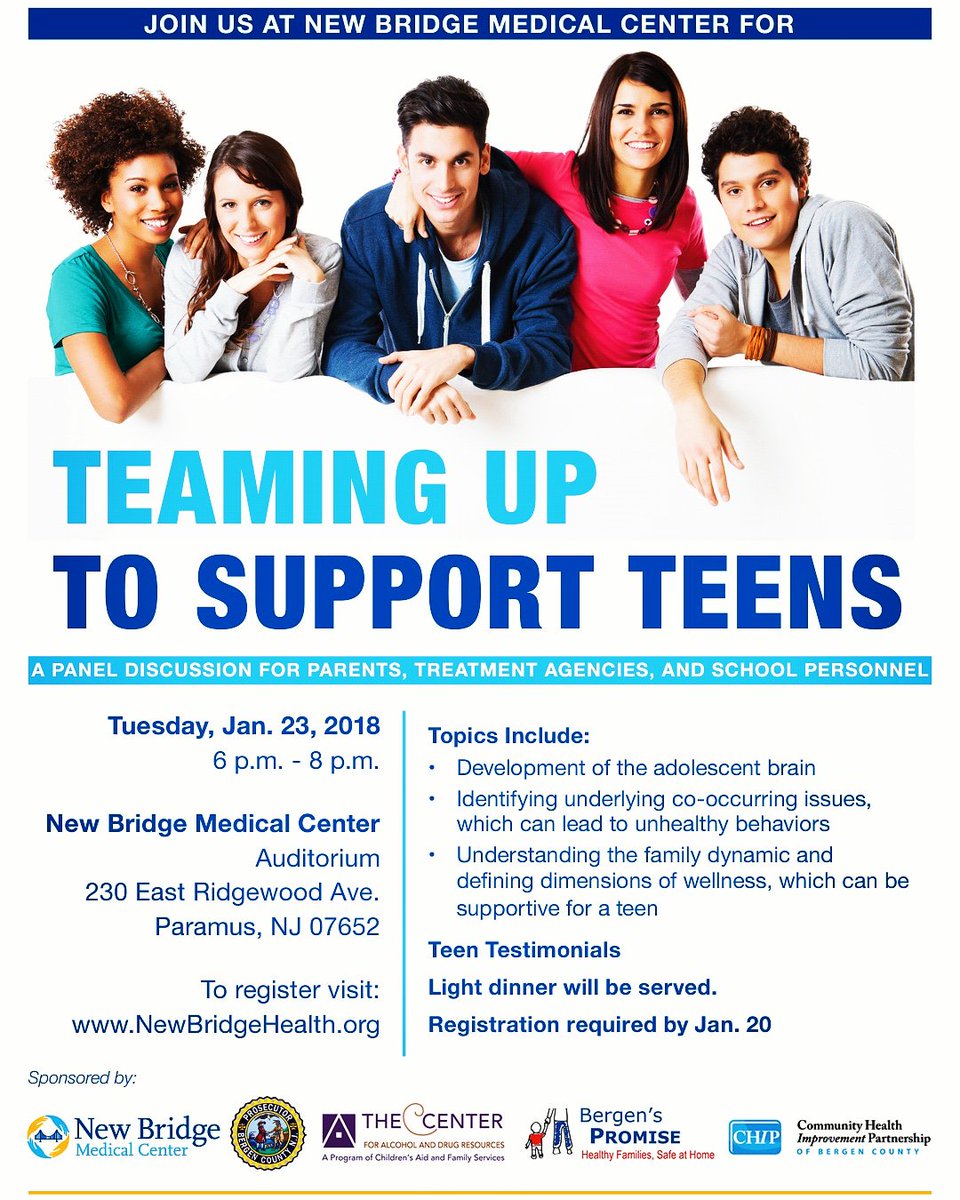 BCPONJ's tweet photo. A panel discussion for parents, treatment agencies, & school personnel at New Bridge Medical Center:
TUESDAY
JANUARY 23rd
6 p.m. - 8 p.m.
NBMC, Paramus
#StopTheODs
#BCPO #BCPONJ #BergenCounty #BergenCountyProsecutorsOffice #CommunityAffairsUnit https://t.co/w0W9WwMFtz
