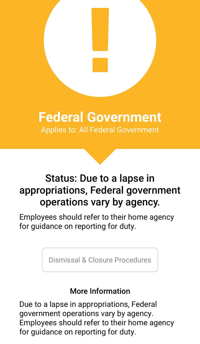NewsNetNews's tweet photo. ⚠️🇺🇸 ICYMI #GovermentShutdown2018 The @OPM #AlertApp Statement on the operating status of Federal Government 🇺🇸⚠️ #Employees #FederalEmployeeFurlough https://t.co/MdKNnsgzkO