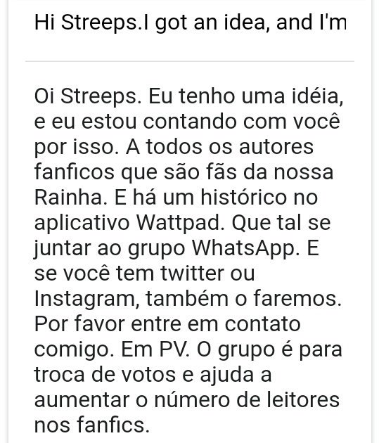 cmerylstreep's tweet photo. Streeps. Quem tem história no app Wattpad. Que tal fazer parte do grupo no WhatsApp. E se você tiver twitter ou Instagram faremos tbm. Fale comigo pv.
No PV. #merylstreep #fanfics #wattpad #dongummer #meryl #fics #historias #streep #Streeps #gummer #Strummer #FandomSegueFandom https://t.co/CR4bOOQT9U