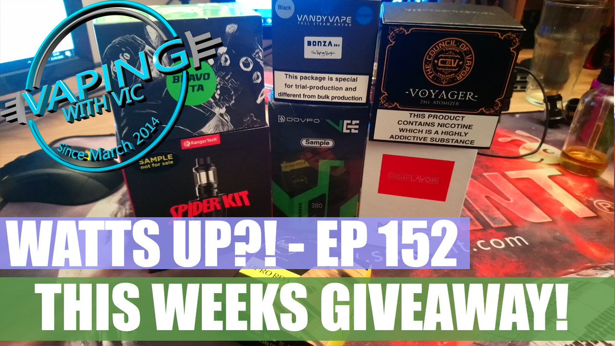 Watts UP?!  Episode 152...More Glasgow School of Vape Stuff and YouTube news, plus the usual BIG GIVEAWAY!
youtube.com/watch?v=yDfor2…