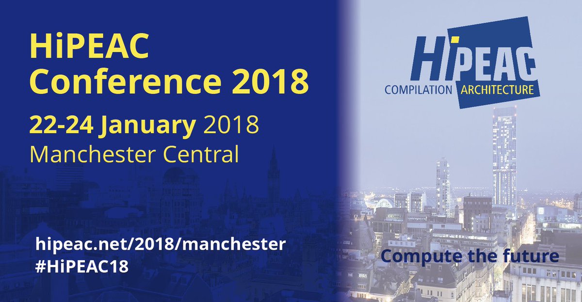 #HiPEAC18 workshops start at 10:00 -
 check out the programme for further details: hipeac.net/2018/mancheste…
