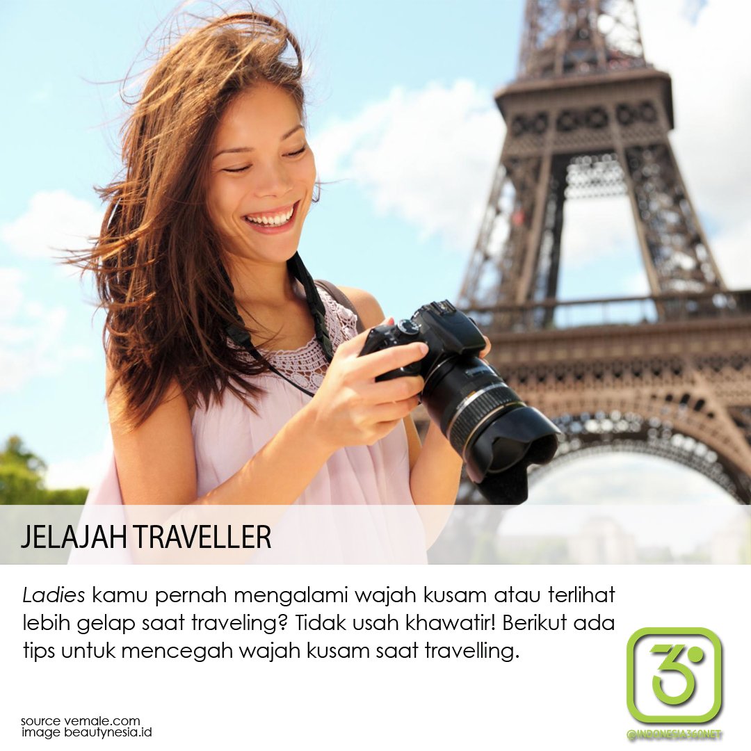 indonesia360net's tweet photo. Hindari wajah kusam saat traveling dengan #TipsTraveling  berikut ini : gunakan sunblock, pelembab, dan aplikasikan make up tipis saat traveling lebih nyaman. https://t.co/YCbJlhI7az