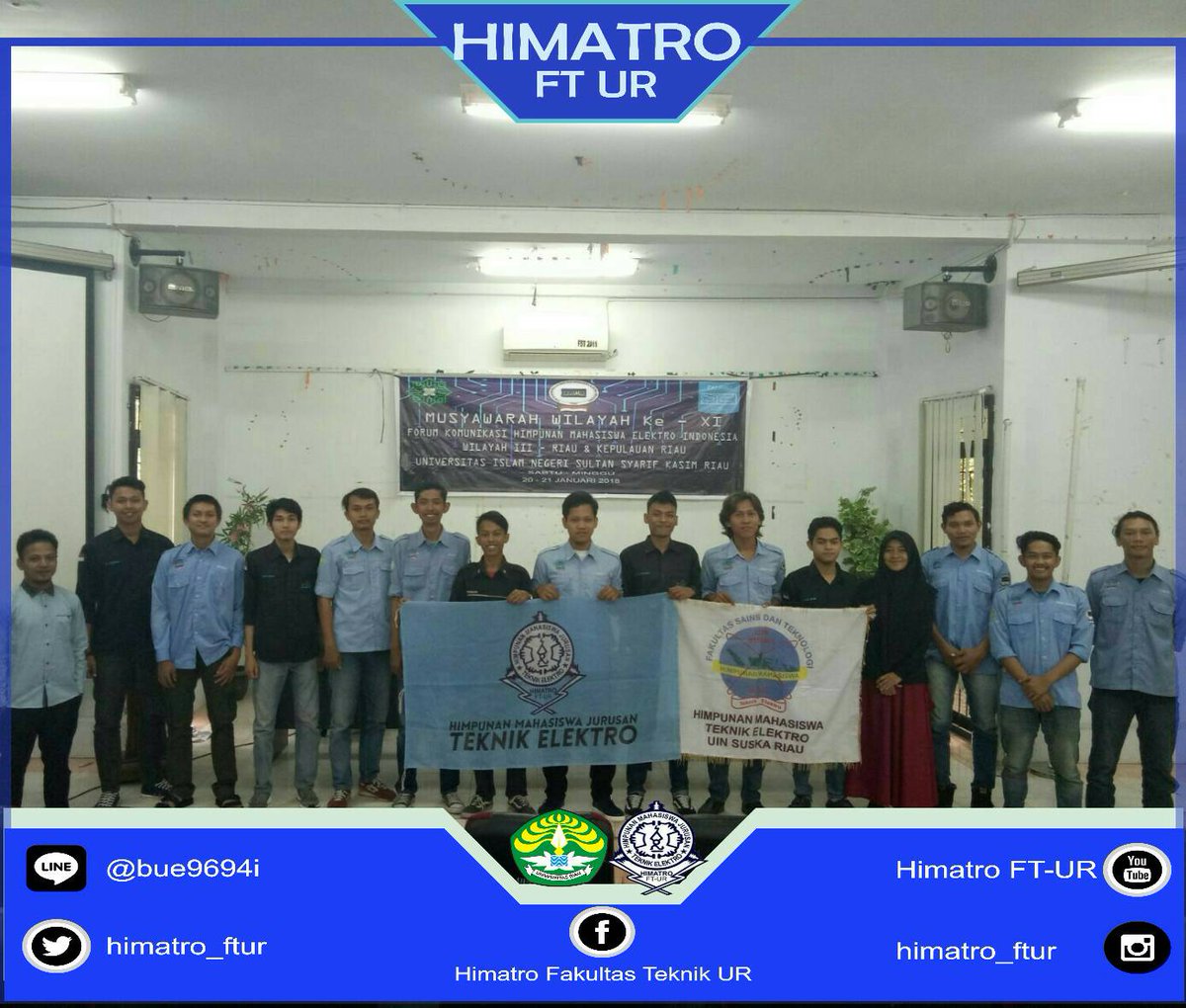 [Himatro_Greeting]
🔸
Hidup Mahasiswa!!
Himatro, Kita Satu!!
.
Selamat kepada Abdul Sidik dari Teknik Elektro UR. Atas terpilihnya sebagai Presidium FKHMEI wilayah III. 
.
👤[Bupati_Ari Asriyanto]
👤[Wabup_Oky Kurniawan]
💻 Departemen Kominfo
#HIMATROFTUR
#HIMATROKITA1
#KITASATU