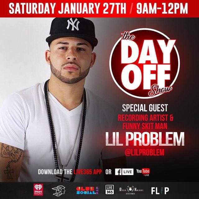🚨New Radio Interview w/ TheDayOffShow Tune In This Saturday &amp; Check Me Out 🚨Fans &amp; Friends Call In @<a href="/tag/support"class="tags"><span>#support</span></a><a href="/tag/iheartradio"class="tags"><span>#iheartradio</span></a><a href="/tag/radiointerview"class="tags"><span>#radiointerview</span></a><a href="/tag/lilproblem"class="tags"><span>#lilproblem</span></a>