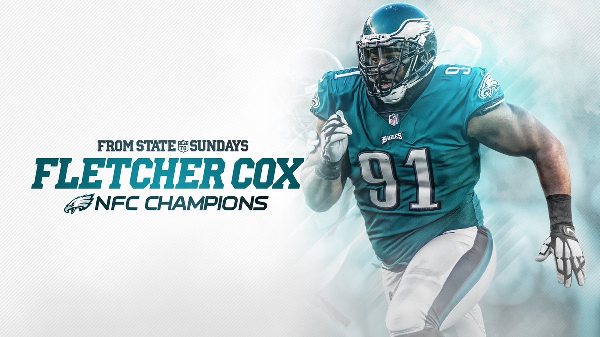 Congrats to <a href="/fcoxx_91/">fletcher cox</a> &amp; the #Eagles!!

Just one win away from the ultimate prize!

#FromStateToSundays #SBLII