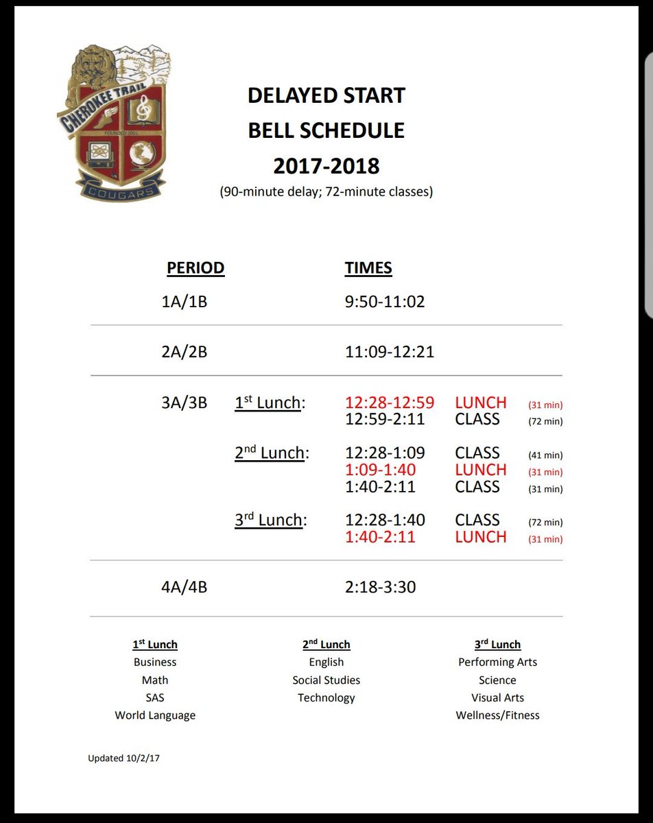 Tomorrow's schedule. Be safe getting to school! Buses pick up 90 minutes later than usual.