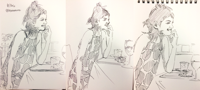 #毎日1点かんたん10分スケッチ 
10日目。同一写真で3回描いた結果 