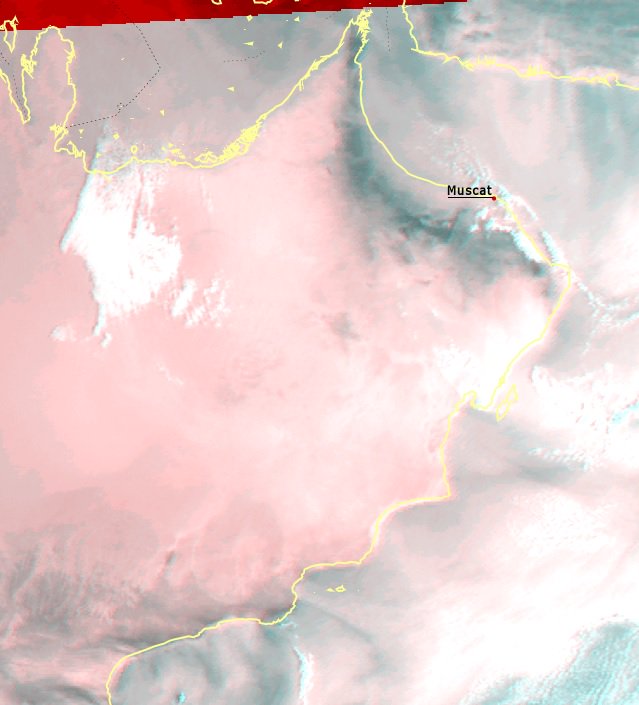 OmanMeteorology's tweet photo. انتشار السحب المنخفضه على أجزاء من ��واحل بحر عمان وجنوب الشرقيه مع جو صحو ومغبر على معظم محافظات السلطنه https://t.co/3IHPvtLebC